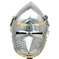 Medieval Hounskull Pigface Bascinet 18 Guage Helmet Armor Historical Functional Replica