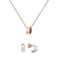 Daniel Wellington Emalie Necklace with Emalie Earrings in Rose Gold, Bundle