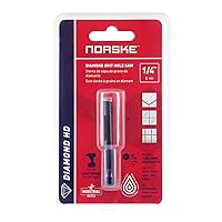 Norske Tools NDHSI103 1/4 inch (6mm) Industrial Quality Vacuum Brazed Diamond Drill Bit Hole Saw for Tile, Stone, Glass, Brick, Block and Cement Backer Board