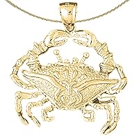 Jewels Obsession Silver Crab Necklace | 14K Yellow Gold-plated 925 Silver Crab Pendant with 18