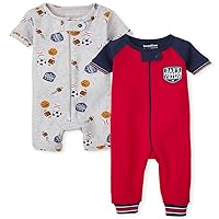 The Children's Place Baby and Toddler Boys Sports Snug Fit Cotton One Piece Pajamas 2-Pack