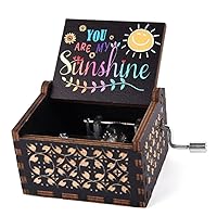 You are My Sunshine Wooden Music Boxes Laser Engraved Hand Crank Classical Wood Sunshine Musical Box Gifts for Birthday Christmas Valentine's Day
