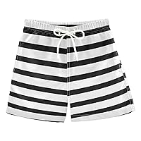 White Black Striped Boys Swim Trunks Swim Beach Shorts Baby Kids Swimwear Board Shorts Bathing Suit Pool Essentials,2T