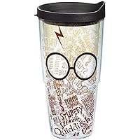 Tervis Made in USA Double Walled Harry Potter - Glasses and Scar Insulated Tumbler Cup Keeps Drinks Cold & Hot, 24oz, Classic