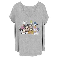Disney Women's Classic Mickey Group Junior's Plus Short Sleeve Tee Shirt