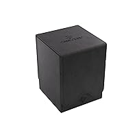 Squire 100+ XL Convertible Deck Box | Card Storage Box with Removable Cover Clips | Holds 100 Double-Sleeved Cards in Extra Thick Inner Card Sleeves | Black Color | Made by Gamegenic