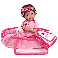 Aori Reborn Baby Dolls 20 Inch Newborn Girl with 10 Pcs Doll Clothes and Pink Carrier Bed Set