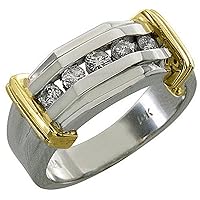 14k White & Yellow Gold Mens Brilliant Round 5-Stone Diamond Ring .50 Carats