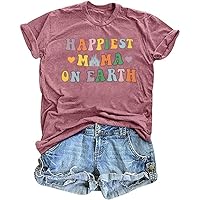 JINTING Mama Shirt Women Happiest Mama On Earth T-Shirt Funny Magic Kingdom Tee Shirts Short Sleeve Tops