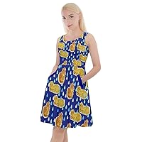 CowCow Womens Knee Length Skater Dress with Pockets Lovely Cats Pattern Stretch Skater Dress, XS-5XL