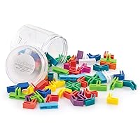 3DuxDesign Construction Set with 60 Clips That fit Cardboard- Perfect for Building and Open Ended Creative Play in Home and STEM and STEAM Learning at School, Ages 4+