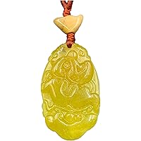 Natural Carved Burmese Yellow Jade Pendant Necklace, Genuine Yellow Jade