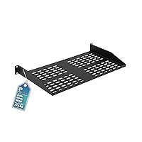 19-Inch 1U Server Vented Shelf: Universal Device Placement Rack for 19'' Server Racks. Consistent Airflow, Heavy-Duty Metal Construction, 10'' Deep, 110 LBS Capacity.