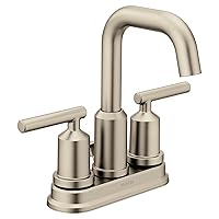 Moen Gibson Brushed Nickel Two-Handle Centerset High Arc Modern Bathroom Faucet with Drain Assembly, 6150BN