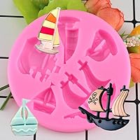 DIY Pirate Ship Silicone Molds Sails Fondant Chocolate Cake Decorating Tools Clay Candy Kitchen Baking Mold