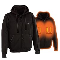 Nexgen Heat NXM1717DUAL Technology Men's “Fiery’’ Heated Hoodie- Black Sweatshirt Jacket for Winter w/Battery Pack