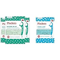 Plackers Dental Floss Picks and Twin-Line Dental Flossers Bundle (3 Packs, 90 Count and 75 Count)