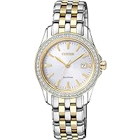 Women's Eco-Drive Dress Classic Crystal Watch in Two-tone Stainless Steel, Silver Dial (Model: EW1908-59A)