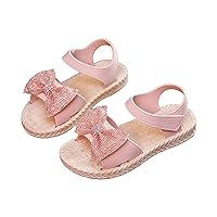 Summer Girls Rhinestone Bow Sandals Open Toe Soft Bottom Non Slip Princess Sandals Lightweight Casual Daily Shoes