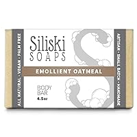 Simple Skincare by Siliski Soap, Hard, Gentle, Bath Soap, All Natural, Vegan and Palm Free -Emollient Oatmeal, 4.5 Oz