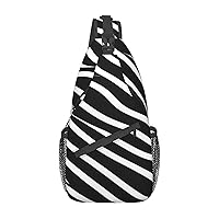 Black And White Line Cross Chest Bag Diagonally Multi Purpose Cross Body Bag Travel Hiking Backpack Men And Women One Size