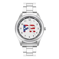 Puerto Rico Flag Funny Quartz Watch Alloy Watch For Men Women With Design Pattern Print