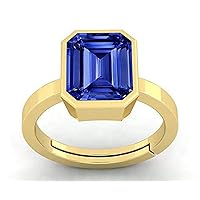 TREASURES JEWELRY Natural Blue sapphire Cocktail Ring Unheated untreated earth mined energized graceful Rectangle sapphire gemstone 18k Gold Plated solitaire Gift Ring