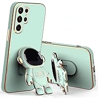 Cute Funny Cartoon Astronaut Phone Case with Creative Foldable Stand for Xiaomi Redmi Note 12 11 10 9 Pro S Full-Body Protective Sleek TPU Cover(Green,Note 11/11S)