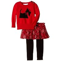 Bonnie Baby Baby-Girls Bow Intarsia Sweater To Mesh Skirt Skegging Set
