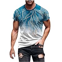 Summer T-Shirts for Men Boys 3D Printed T-Shirt Short Sleeve Graphic Tees Shirt Casual Round Neck Gym Athletic Tops
