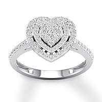3/4 CT Round Cubic Zirconia Valentine Heart Halo Engagement Ring 14K White Gold Finish