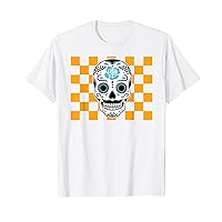 Cinco de Mayo Checkered Pattern Sugar Skull Moustache T-Shirt