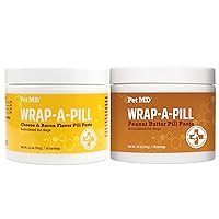 Pet MD Wrap-A-Pill Variety Pack - Peanut Butter Pill Paste, Cheese & Bacon Flavored Pill Paste for Dogs - 4.2 oz Each