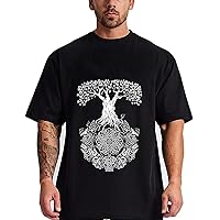 Plus Size T Shirts for Big and Tall Men Odin Viking Graphic T-Shirts Men's Cotton Tops Tees Oversized
