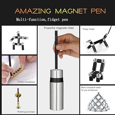 VYWmna Fidget Pen for Adults Kids,Toy Pen Decompression Magnetic Metal Pen,  Desk Toys Multifunctional Deformable Magnet Writing Pen(Black)