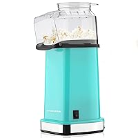OVENTE Electric Popcorn Maker and Popper Machine with Measuring Cup for Corn Kernels, 1400W Easy to Use, Makes Healthy, Delicious and Hot Popcorn in Minutes, No Oil Needed, Turquoise PM11T