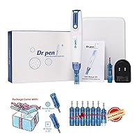 Med SPA Care® Ultima A9 Wireless Skin Care Device/Automatic Permanent Makeup Pen, with 30 x Nano Cartridges 0.01mm (Deluxe Nano SPA Kit, Blue A9 Pen)