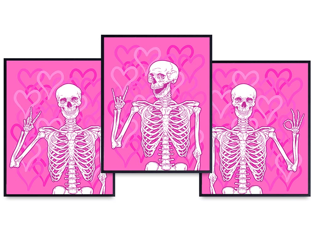 Mua Skeleton Wall Art - Preppy Room Decor Aesthetic - Pink Hearts ...