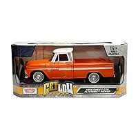 1966 Chevy C10 Fleetside Pickup Truck Lowrider Orange Metallic with White Top Get Low Series 1/24 Diecast Model Car by Motormax 79034COP