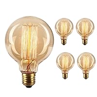 GOENDR Vintage Edison Bulb,Large Round Edison Antique Light Bulbs-G30/G95 120V - Dimmable Thread Filament Style Nostalgic Light Bulbs (4 Pack)