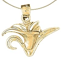 Jewels Obsession Silver Flower Necklace | 14K Yellow Gold-plated 925 Silver Calla Lily Flower Pendant with 18