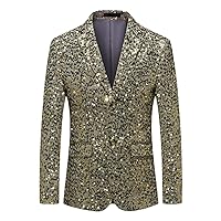 Men Casual Slim Fitness Formal One Button Office Suit Blazer Coat Sequins Suit Jacket Blazers