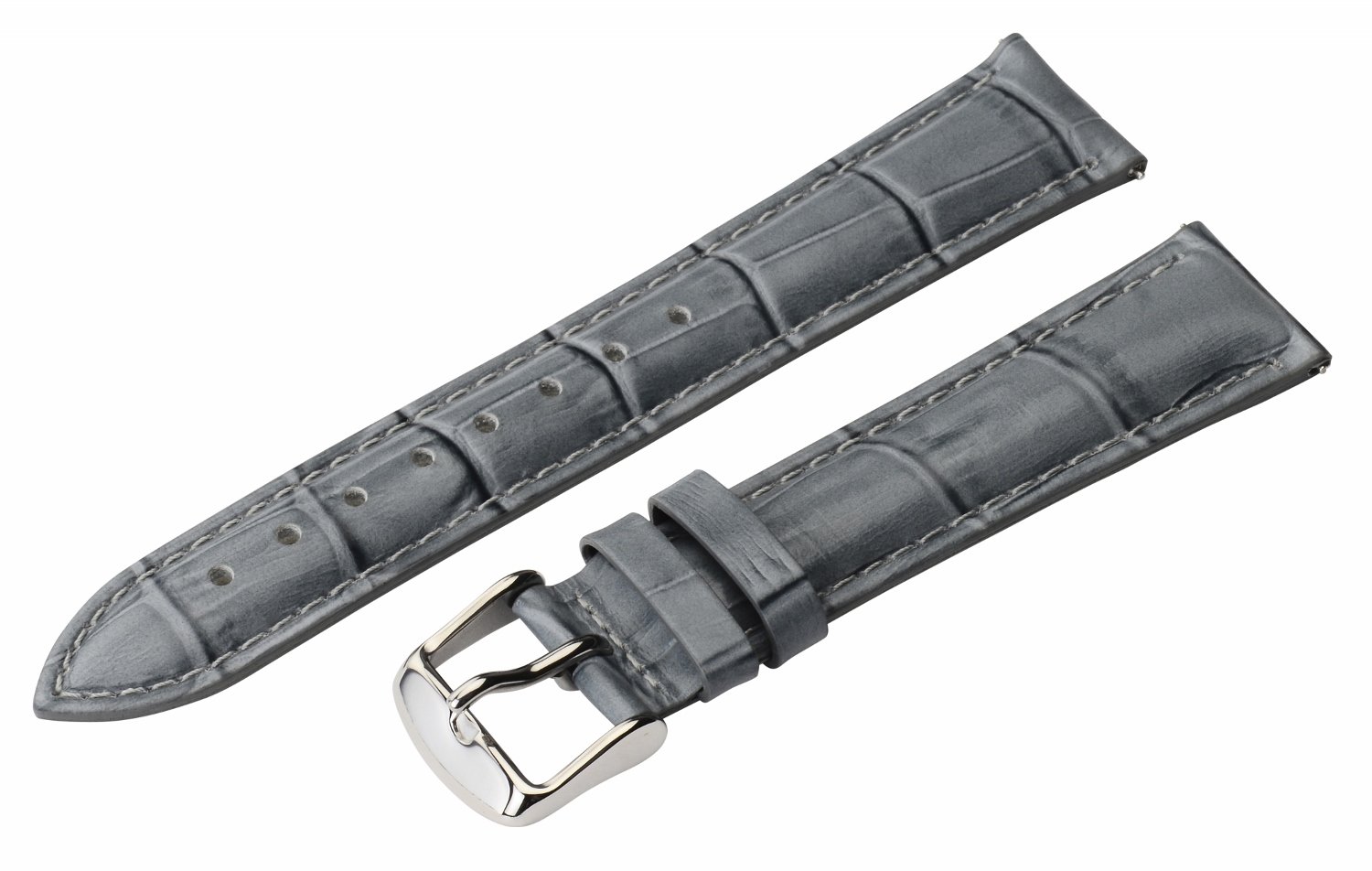 Clockwork Synergy - 2 Piece Classic Croco Grain Ss Leather Watch Band Straps - Grey - 20mm for Men Women