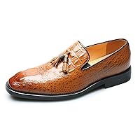 Mens Loafers Casual Dress Slip On Leather Tassel Loafers Fashion Wedding Tuxedo Formal Walking Shoes for Men