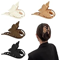 4PCS Butterfly Hair Clips,Matte Claw Clips for Women,Butterfly Clips for Thick Thin Hair,Large Hair Claw Clips for Women,Strong Hold Non Slip Clips for Hair Cute Hair Claw Accessories