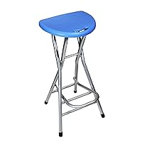 Folding Stools for Adults Portable, 28 inch Collapsible Stool Heavy Duty, Indoor Tall Bar stools with Handle, Plastic Counter Barstool Chair for Kitchen Outdoor Travel-Blue