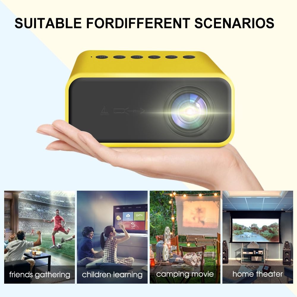 Mini Projector, 1080P Full HD Supported Video Projector, Portable Outdoor Home Theater Movie Projector,Built-In HDMI & Speakers Compatible With Smartphone/Tablet/Laptop/PC/TV Box