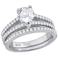 925 Sterling Silver Womens CZ Pear cut Center Stone Bridal Set Wedding Anniversary Engagement Jewelry for Women - Ring Size Options: 6 8 9