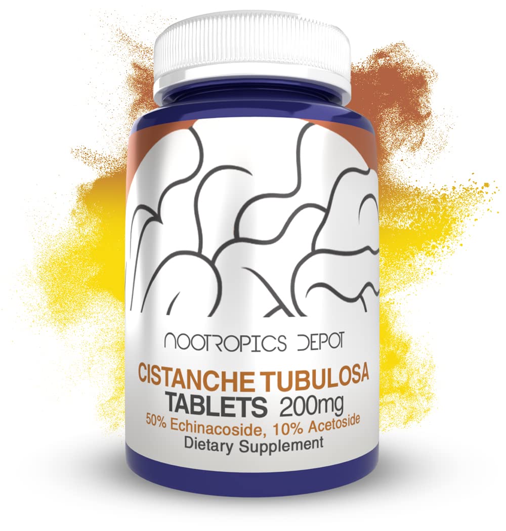 Nootropics Depot Cistanche tubulosa Tablets | 200mg | 180 Count | Minimum 50% Echinacoside + 10% Acetoside (Verbascoside) | Promotes Physical Strength and Energy | Promotes Vitality