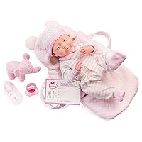 JC Toys - La Newborn Nursery | Deluxe Carry Basket Soft Body Baby Doll 8 Piece Gift Set | 15.5